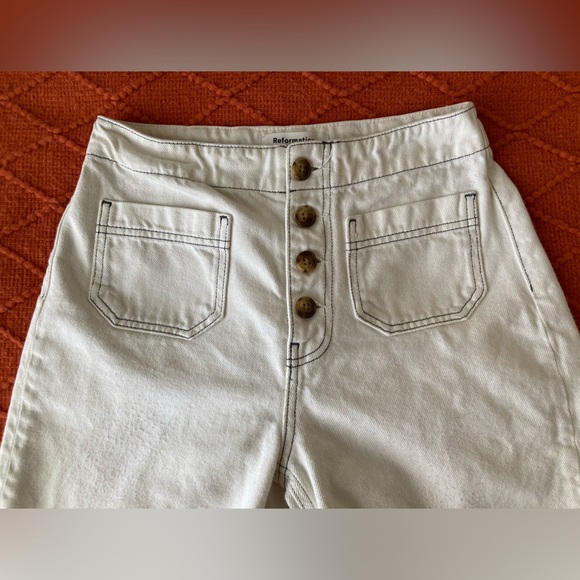 Reformation Cropped Jeans In Ivory - Picture 2 of 4